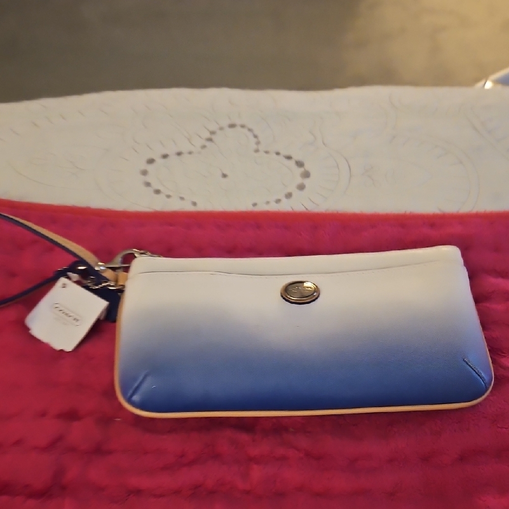 Coach Blue and White Ombre Clutch